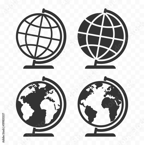 Globus web icon set. Planet Earth globe symbols for websites.