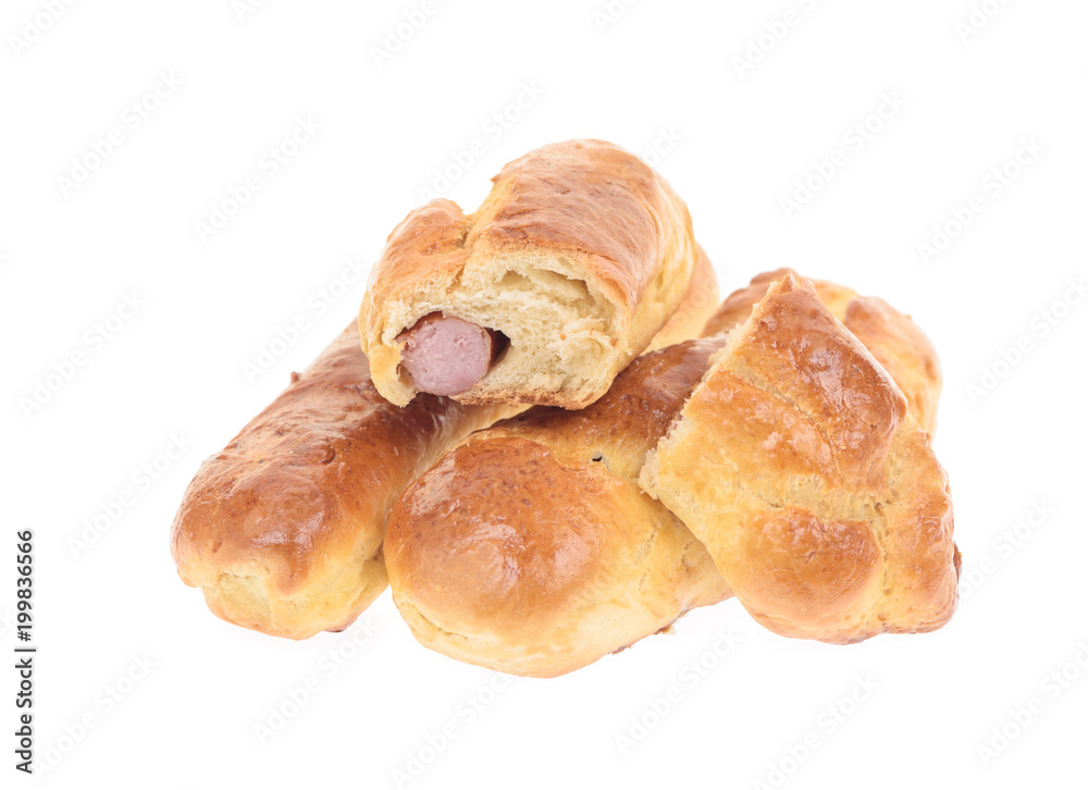 Sausage rolls isolated on white background. Sausage rolls isolated on white background.