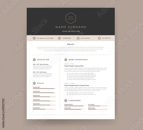 CV / resume and cover letter template - elegant stylish design vector	