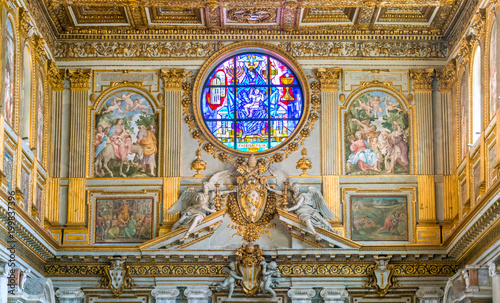 Pope Clement VIII Aldobrandini coat of arms in the Basilica of Santa Maria Maggiore in Rome, Italy.