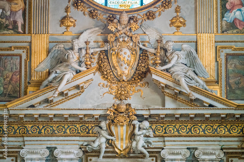 Pope Clement VIII Aldobrandini coat of arms in the Basilica of Santa Maria Maggiore in Rome, Italy.