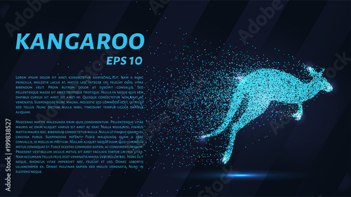 Kangaroo of particles. Kangaroo consists of small circles and dots. Vector illustration
