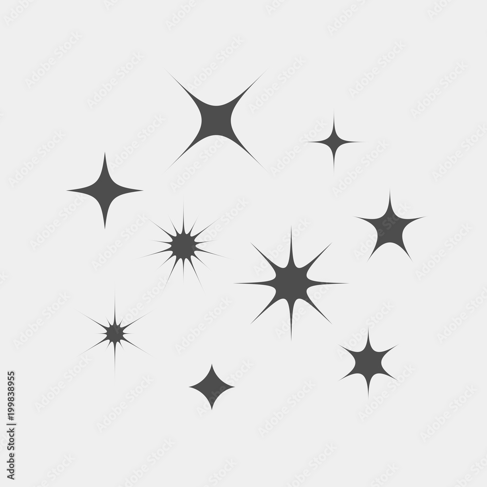Sparkle flat vector icons. Shine flat vector icons. Glow flat vector icons