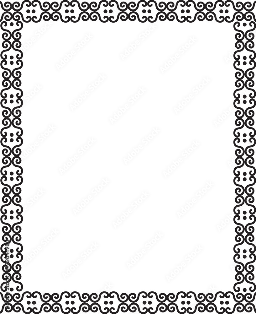 Black border frame on white background, vector