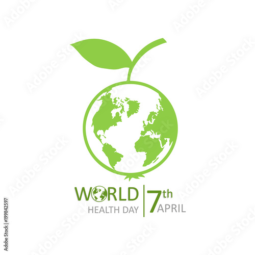 World Health Day lettering. Medical concept with earth. The logo of the World Health Day.
