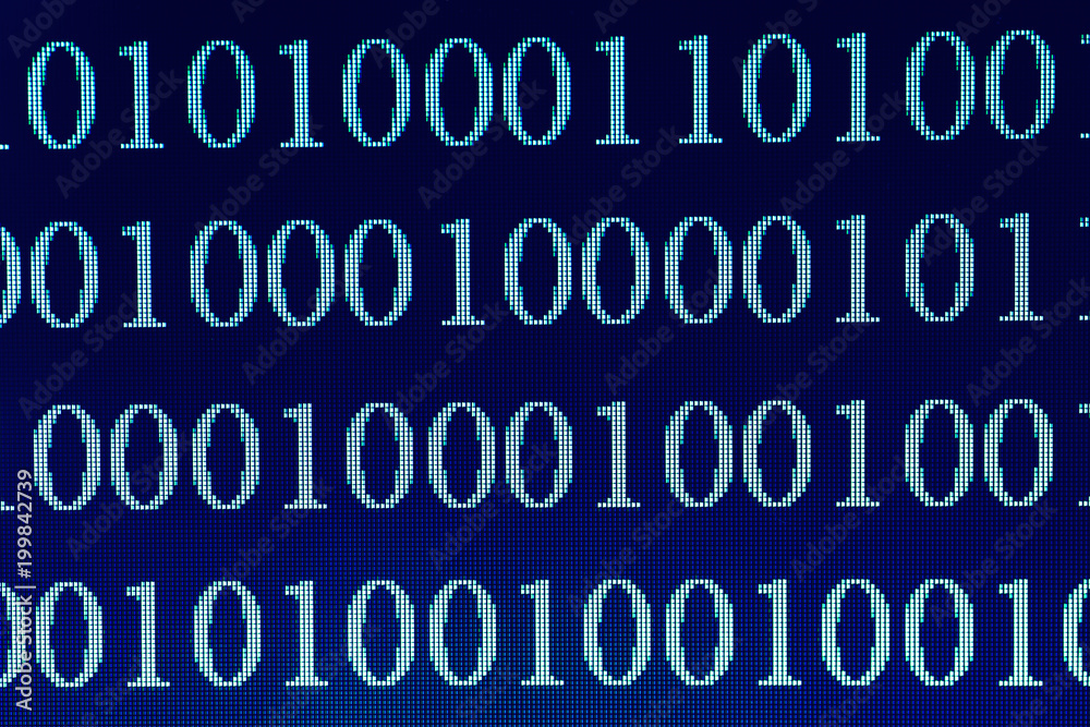 Binary Code on computer screen, macro shot. Technology internet background Binary Code on computer screen, macro shot. Technology internet background