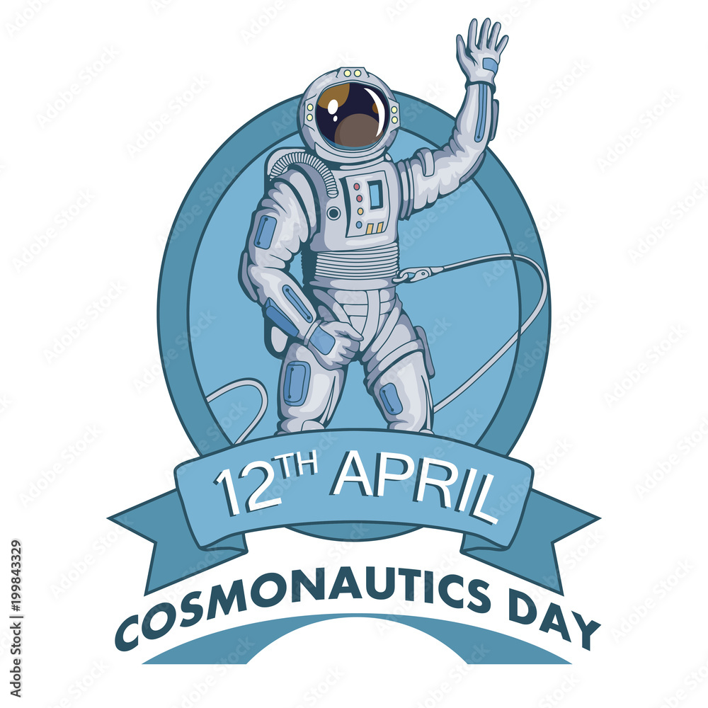 Fototapeta premium Astronaut with helmet. Space cosmonaut in spacesuit. Vector astronaut character.