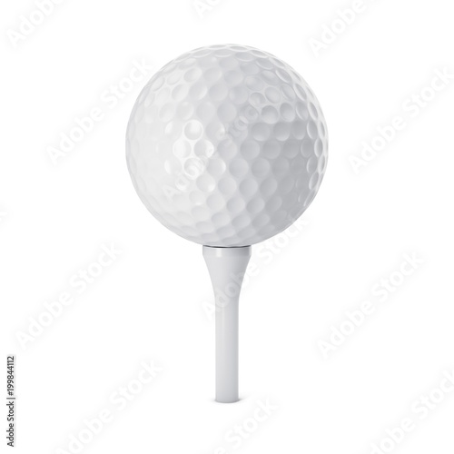 3D rendering golf ball on white tee isolated on white
