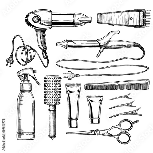 Set of hairdressers tools