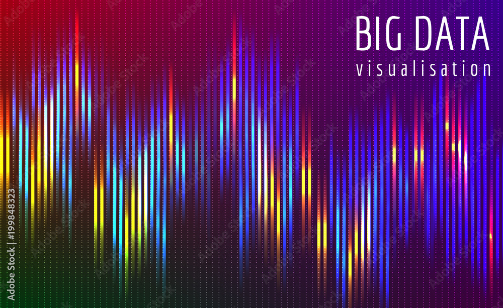 Abstract vector finance  big data graph visualization. Stock index infographics. Visual information complexity. Intricate data threads chart. Business analytics. Artifficial inteligence.