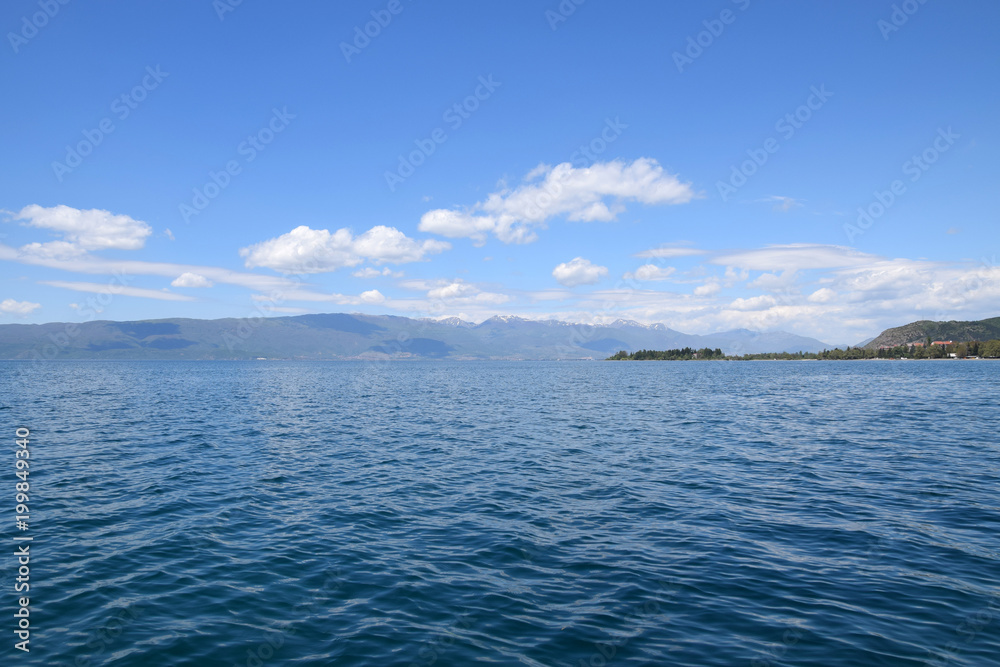 Ohrid lake view with mountain background, Macedonia. Ohrid lake view with mountain background, Macedonia.