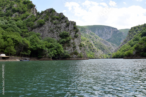 Matka Lake in Matka canyon. Tourist attraction near Skopje city, Macedonia. © arkadiwna