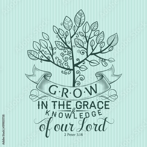 Christian print. Grow in the Grace