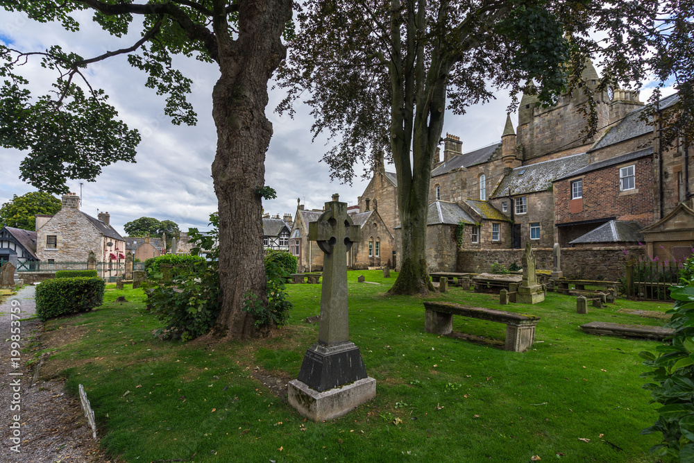Obraz premium A typical small cemetery in the town of Tain, Scotland, Britain