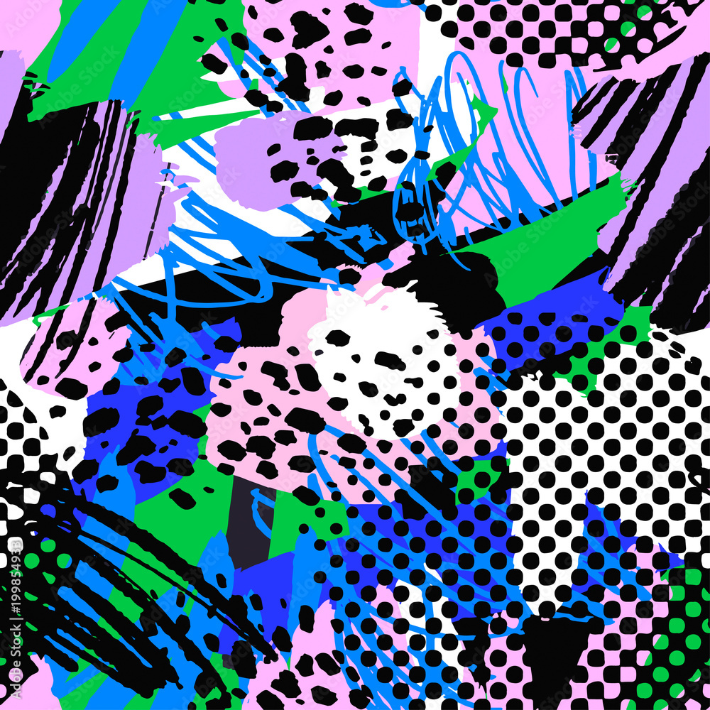 Fototapeta premium Seamless urban funky textile pattern