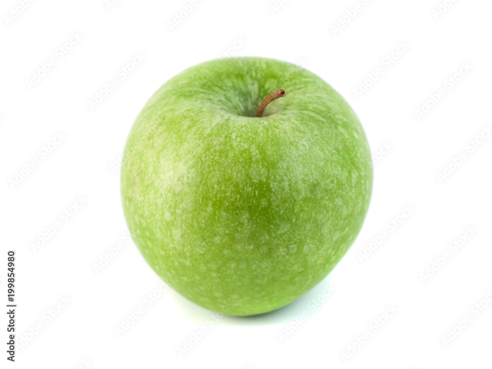 one green apple isolated on a white background one green apple isolated on a white background