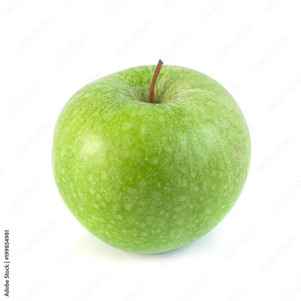 one green apple isolated on a white background one green apple isolated on a white background