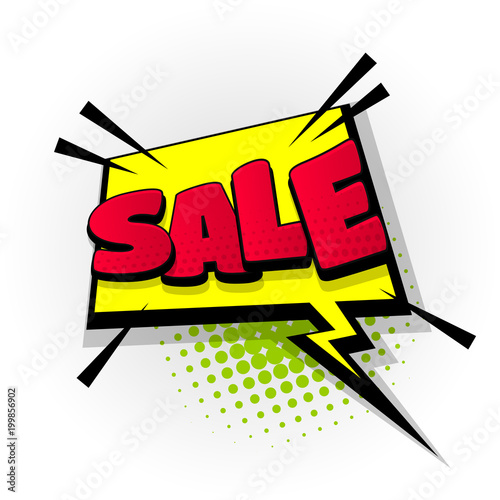 sale discount offer hand drawn pictures effects. Template comics speech bubble halftone dot background. Pop art style. Comic dialog cloud, text pop-art. Creative idea conversation sketch explosion.