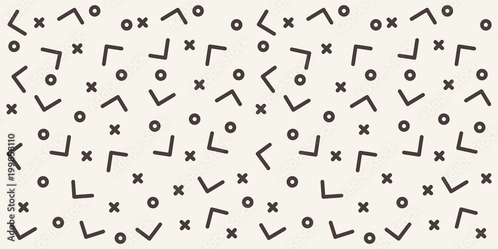 Abstract geometric pattern with different outlined shapes. Seamless vector background. Monochrome texture Abstract geometric pattern with different outlined shapes. Seamless vector background. Monochrome texture
