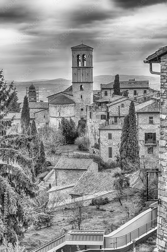 Scenic view of the medieval town of Assisi, Umbria, Italy