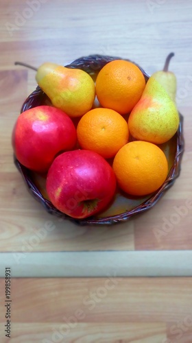 Fruit assortment in basket 