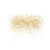 Gold sparkles on white background.  Luxury golden shiny abstract texture. Vector illustration, EPS 10.