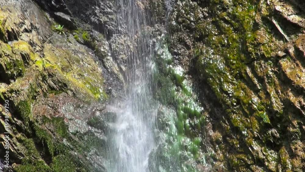Waterfall in the mountains, close-up