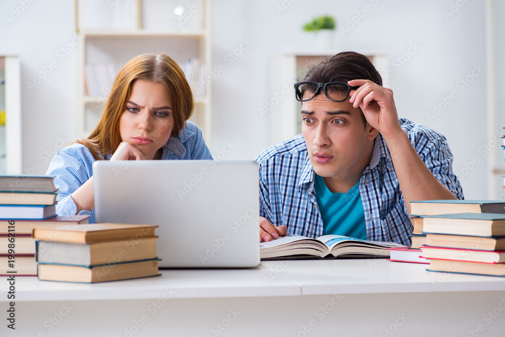 Two students preparing to school exams Two students preparing to school exams