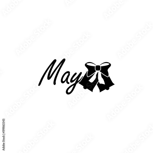 May icon. Written name of the month with different elements relating to the month icon.  Premium quality graphic design icon. One of the collection icons for websites