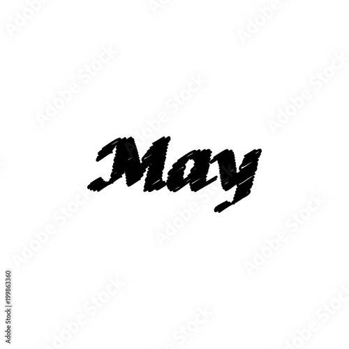 May icon. Written name of the month with different elements relating to the month icon.  Premium quality graphic design icon. One of the collection icons for websites