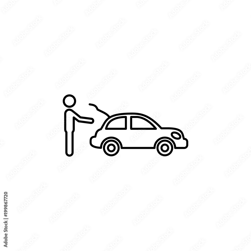 a man with an open trunk of a car icon. Element of Car sales and repair for mobile concept and web apps. Thin line  icon for website design and development, app development - obrazy, fototapety, plakaty 