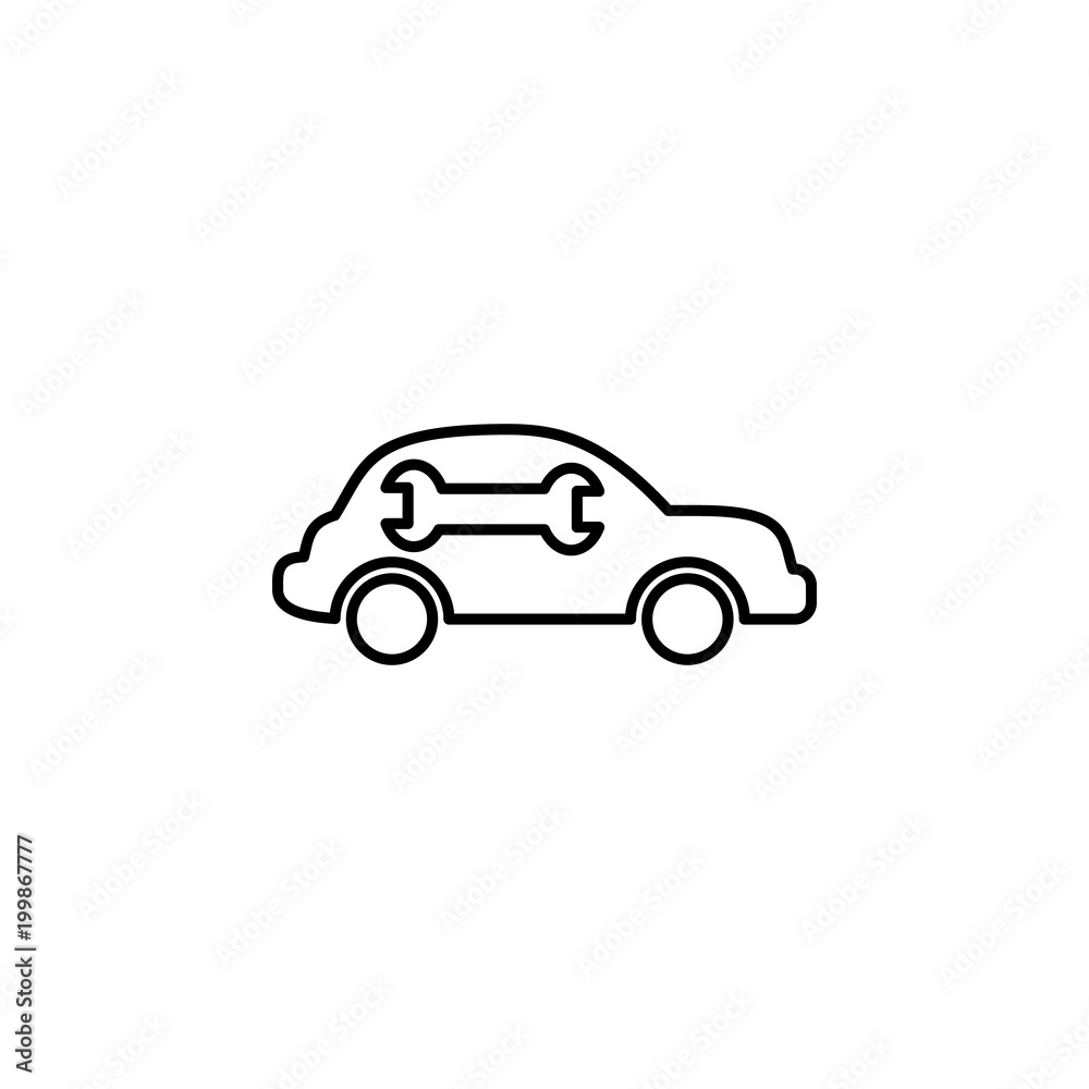 a wrench and a car icon. Element of Car sales and repair for mobile concept and web apps. Thin line  icon for website design and development, app development. Premium icon
