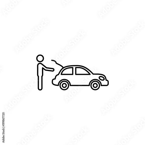 a man with an open trunk of a car icon. Element of Car sales and repair for mobile concept and web apps. Thin line  icon for website design and development  app development