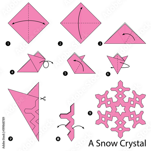 step by step instructions how to make origami A Snow Crystal