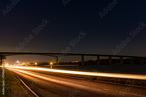 Obraz na plátně Long exposure picture of Orwell bridge in Ipswich, Suffolk