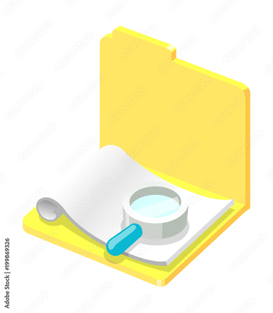 Vector icon file and magnifying glass Vector icon file and magnifying glass