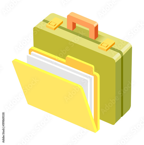 Vector icon suitcase and file