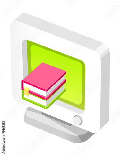Vector icon computer and book