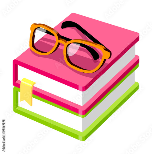 Vector icon book and glasses 
