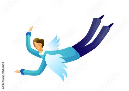 Side view of man flying
