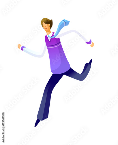 Side view of man running