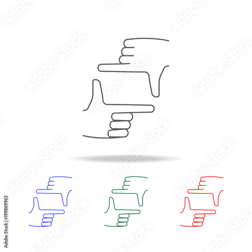 fingers shooting icon. Elements of cinema and filmography multi colored icons. Premium quality graphic design icon. Simple icon for websites, web design, mobile app, info graphics