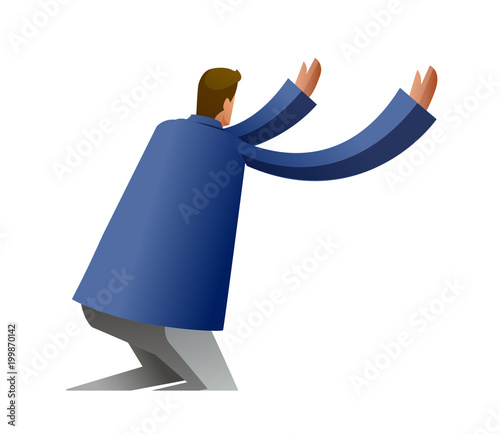 Side view of man bending