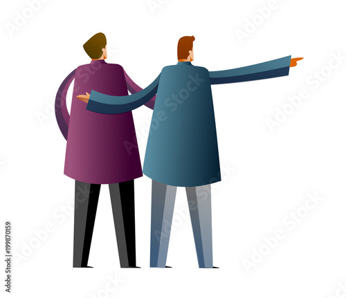 Rear view men standing