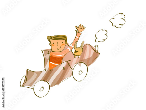 Side view of man sitting car