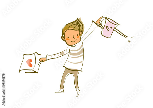 Close-up of man holding watering can