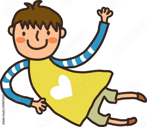 Side view of boy flying