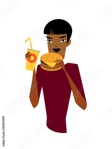 Close-up of man eating burger