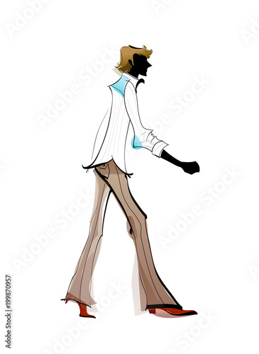 Side view of man walking