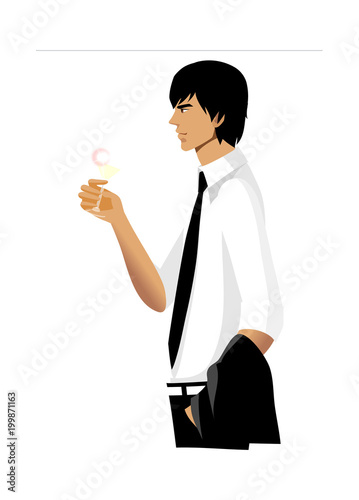 Side view of man holding glass